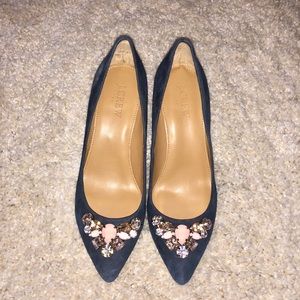 Brand new J Crew jeweled dark air force blue heels